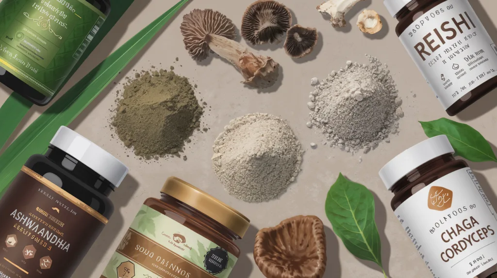 ashwagandha, reishi, chaga, cordyceps